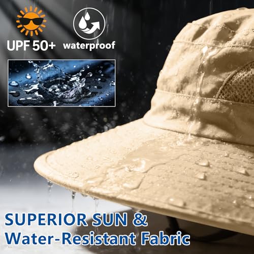 ZOORON Sun Hats for Men Women Fishing Hat with Neck Flap,UPF 50+ Sun Hat Waterproof Wide Brim Bucket Hats for Safari Hiking - color: 1-beige-arm Sleeves