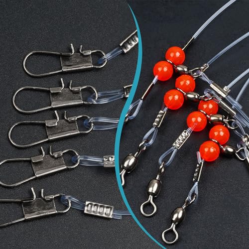 Fishing Leaders Saltwater Tackle Surf Fishing Rigs High Strength Fishing Wire Leader Line Rig with Swivels Snap for Lures Bait Hooks - color: Blue Nylon, style: 1 Arm, 12pcs