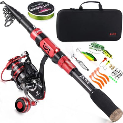 Sougayilang Fishing Pole with Spinning Reel Portable Fishing Rod Reel Combos - size: 2.7M/8.86FT Rod with 3000 Reel, style: Full Kits With Bag