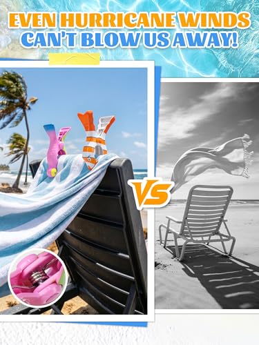 12 Pack Towel Clips for Beach Chairs, Jumbo Beach Towel Clips with Strong Grip, Cute Flamingo Parrot Starfish Anchor Clips for Cruise Pool Patio Lounge Chairs and Vacation Essentials - style: Parrot + Flamingo + Ugly Fish + Starfish + Swimming Ring + Anch