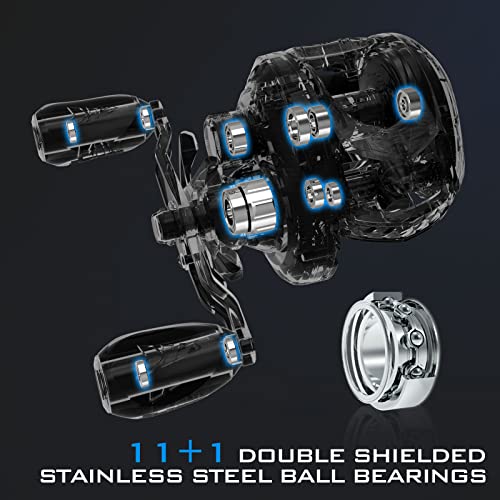 KastKing MegaJaws Elite Baitcasting Fishing Reel, New AutoMag Dual Braking System, Only 6.7oz, 17.64 LBs Carbon Fiber Drag, 11+1 Shielded BB, High Speed 5.4:1 to 9.1:1 Gear Ratios - size: Right - 7.2:1, style: Megajaws