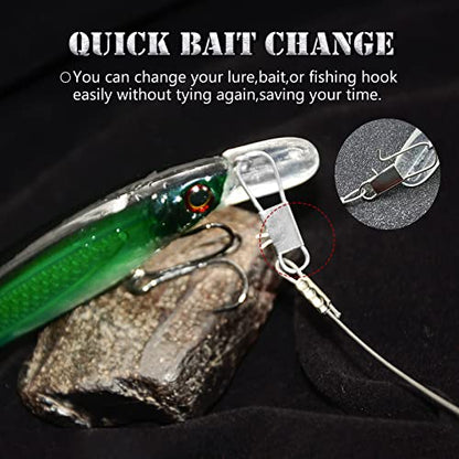 YOTO Fishing Leaders,Stainless Steel Tackle Rig with Tackle Lure Swivels Snaps, Saltwater rig Wire Leader Fishing Leader Wire Bottom rigs for Saltwater - color: White Fishing Leaders, style: 2arm-24pcs