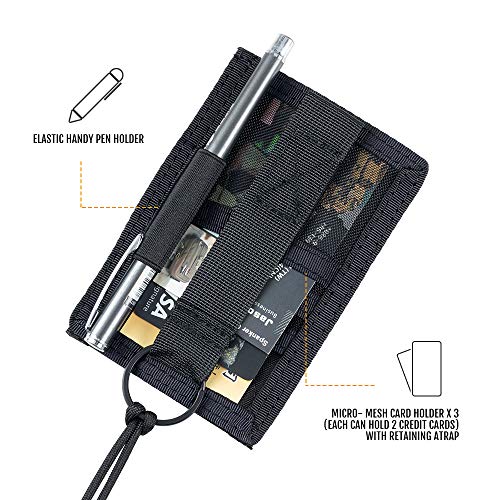 EXCELLENT ELITE SPANKER Tactical ID Card Holder Adjustable Neck Lanyard Key Ring Loop Patch Badge Holder and Credit Card Organizer (Black) - color: Black