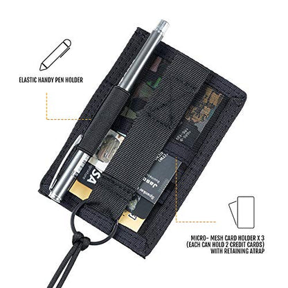 EXCELLENT ELITE SPANKER Tactical ID Card Holder Adjustable Neck Lanyard Key Ring Loop Patch Badge Holder and Credit Card Organizer (Black) - color: Black