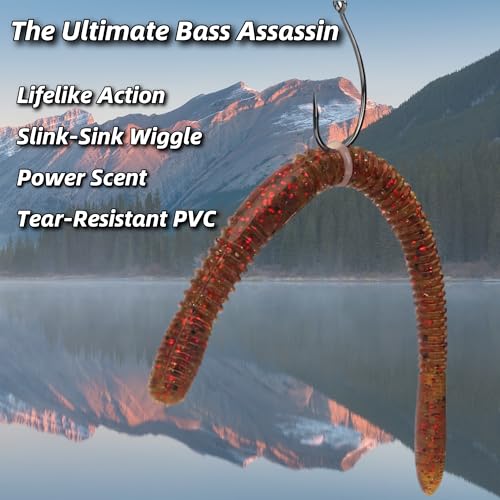 Soft Plastic Worm,Easy to Use Bass Fishing Stick Bait Lures,4.7in 8pcs - Slow Sink, Salt Impregnation, Ribbed Design, Proven Colors - Wacky Stick, Soft Fishing Lures - color: Green