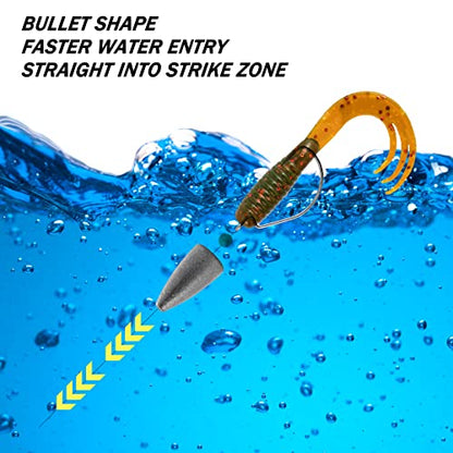 Dr.Fish 50 Pack Bullet Fishing Sinkers Worm Weights Lead Fishing Weights Bass Fishing Sinker Freshwater Texas Carolina Rig Punch Shot - size: 1/8oz-50 Pack