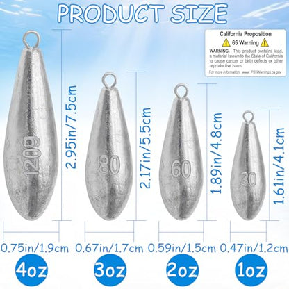 Fishing Weights Sinkers Bank Fishing Lead Sinkers | Bullet Fishing Weights Ocean Saltwater Surf Fishing Gear Fishing Assortment 1oz 2oz 3oz 4oz - style: 4oz-4pcs