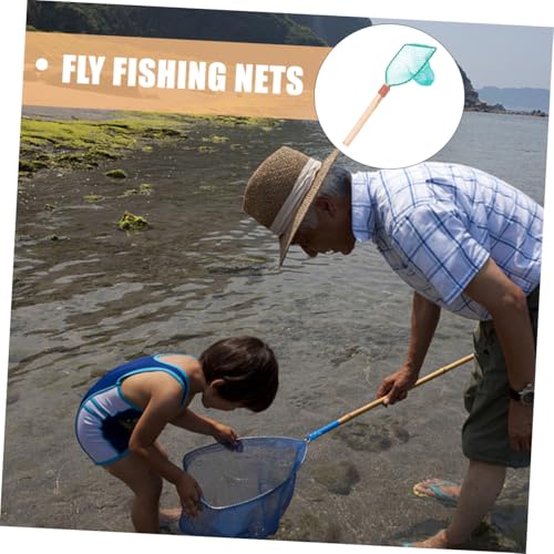 Abaodam Fishing Net with Wooden Handle 30Cm Large Mesh Portable Fishing Catching Basket for Camping and Home Use Handheld Fish Landing Net for Panfish