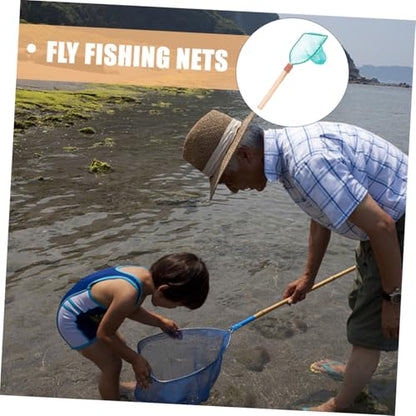 Abaodam Fishing Net with Wooden Handle 30Cm Large Mesh Portable Fishing Catching Basket for Camping and Home Use Handheld Fish Landing Net for Panfish