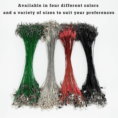 50pcs Fishing Wire Leaders Nylon-Coated Fishing Line Trace Lure Leaders with Swivels and Snaps Stainless Steel Fishing Tackle Leaders Tackle - color: Black, size: 10inch 50PCS