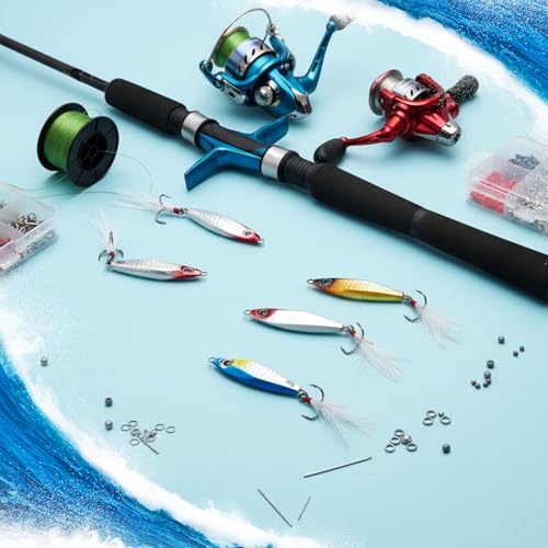 20 Pcs Spoon Fishing Lures 1.06 oz Saltwater Micro Fishing Jigs Sink Metal Jigging with Ultra-Sharp Hooks for Shore Sea Fish Salmon Bass