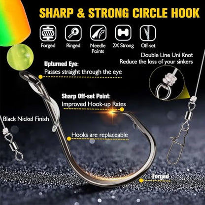 Dovesun 10PCS/4PCS Pompano Rigs for Surf Fishing Unique T-Knot Strong Pre-Rigged Surf Fishing Rigs with Three Circle Hooks Saltwater Pompano Floats - color: 10PCS