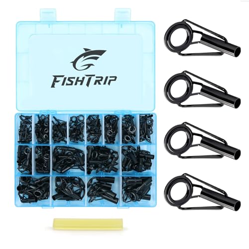 FishTrip Rod Tip Repair Kit, 20/60/70/90/230pcs Fishing Rod Tips Replacement Kit Stainless Steel Ceramic Guides Ring Fishing Pole Eyelets Repair Kit - color: D_60pcs