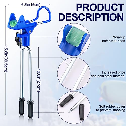 Libima 4 Pieces Fishing Rod Holders for Bank Upgraded Stainless Steel Pole Holders 360 Degree Adjustable Rod Stand for Men Father Beach Fishing Equipment Birthday Gift - color: blue
