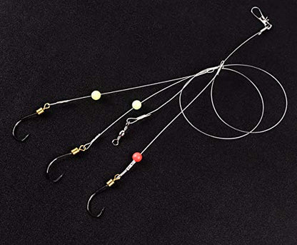Dyxssm Fishing Hook Line Stainless Steel, Fishing Rigs Wire Leader with Rolling Swivel and Barb Hooks - size: 12#