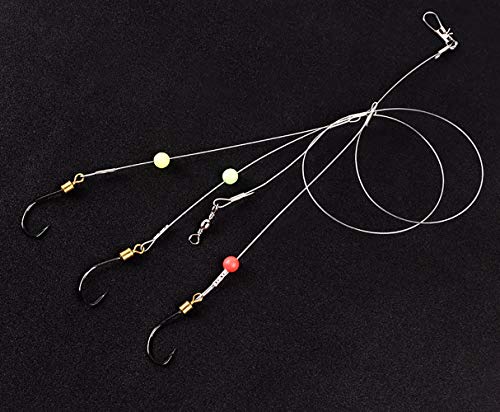 Dyxssm Fishing Hook Line Stainless Steel, Fishing Rigs Wire Leader with Rolling Swivel and Barb Hooks - size: 20#