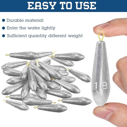 Landhoow Drop Shot Fishing Sinker Weights Kit Freshwater Catfishing Fishing Sinker Bass Casting Removable Line Saltwater Streamlined Snap Weight for Trolling Surf Tackle - size: 1.8 oz
