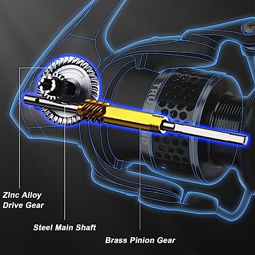 TRUSCEND Spinning Fishing Reel, Aviation Metal Material Body Reels, Industrial Durable-Strength, High Speed & Stability, Ultra-Light & Powerful, Smoother & Durable, Saltwater Freshwater Fishing Gear - color: A4-Black-3000