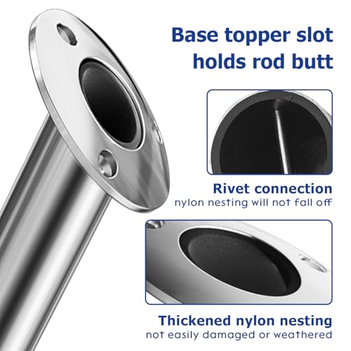 Fishing Rod Holder 2 Pack, 316 Stainless Steel 15/30/90 Degree Rod Holders for Fishing Boat, Flush Mount with Cap, Heavy Duty