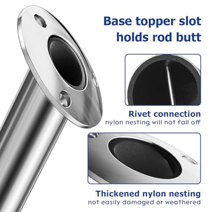 Fishing Rod Holder 2 Pack, 316 Stainless Steel 15/30/90 Degree Rod Holders for Fishing Boat, Flush Mount with Cap, Heavy Duty