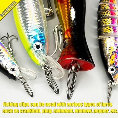 50pcs Fishing Speed Clips, Stainless Steel Fishing Power Clips High Strength Quick Change Snap Connector, Crankbait Popper Lures Fishng Clip 25-125LB - size: #1_25LB_0.7in_50pcs