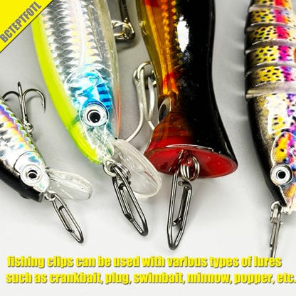 50pcs Fishing Speed Clips, Stainless Steel Fishing Power Clips High Strength Quick Change Snap Connector, Crankbait Popper Lures Fishng Clip 25-125LB - size: #1_25LB_0.7in_50pcs