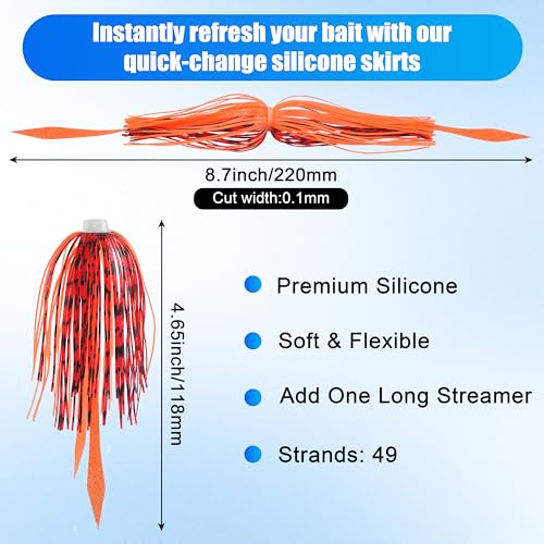 OROOTL Silicone Jig Skirts Spinnerbait Skirt Replacement Bass Fishing Lures for DIY Spinner Baits Buzzbaits Squid Jig Accessories - color: G-Skirts-20pcs