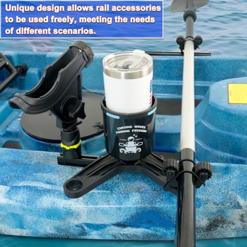 Huntury DoubleHeader Kayak Track Paddle Holder, Save Kayak Track Space, Kayak Paddle Clip, Kayak Track Mount Accessories, Kayak Oar/Fishing Net Holder for Fishing, Pack of 2 - color: Black