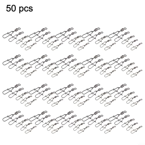 Fishing Swivels and Snaps Connector Assortment Kit 4# 6# 8# 10# 12# Copper Iron Wear-Resistant Tackle for Freshwater Saltwater Fishing Black 50 Pieces