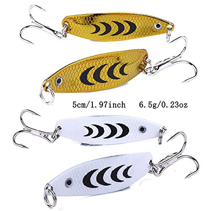 Fishing Jigs Saltwater Fishing Lures with Assist Hook Treble Hook, Jigging Lures Slow Vertical Jigs, Fishing Jigs Saltwater for Bass Tuna Salmon Sailfish Trout Grouper Snapper, 5pcs with Box - color: B:1.97in/0.23oz/5pcs