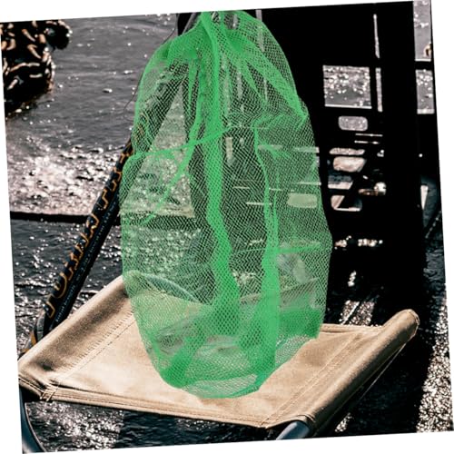 Luxshiny Portable Fishing Net Bag Drawstring Mesh Basket Nylon Collapsible Fish Keeper Net 100x60cm for Outdoor Fishing and Crabbing