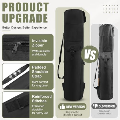 AGOOL Fishing Pole Bag with Rod Holder Fishing Rod Bag, 5 Rod & Reel Organizer Bag Waterproof Large Capacity Fishing Tackle Storage Bag Travel Carry Case Fishing Gifts for Men - color: Black