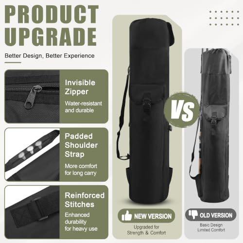AGOOL Fishing Pole Bag with Rod Holder Fishing Rod Bag, 5 Rod & Reel Organizer Bag Waterproof Large Capacity Fishing Tackle Storage Bag Travel Carry Case Fishing Gifts for Men - color: Black