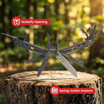 Multitool, 33-in-1 Stainless Steel Multi Tool Pliers with Screwdriver Sleeve, Damascus Pocket Knife, Nylon Sheath for Outdoor, Survival, Camping, Hiking, Simple Repair - size: 33-in-1