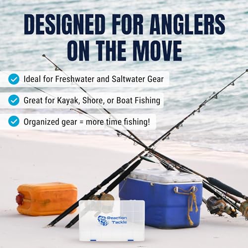 Reaction Tackle Basic Tackle Trays, Clear Plastic Utility Box Organizers with Removable Dividers for Lures, Hooks and Terminal Rigs, Fits Tackle Bags and Boxes - 3600 (4-Pack) - size: 3600 (4-Pack)