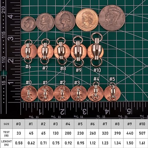 Dr.Fish 20 Pack Fishing Swivels, Ball Bearing Swivels Fishing Tackles, Copper Stainless Steel Solid Rings High Strength Barrel Swivels Saltwater Fishing Swivels - size: #7-320LB-20 Pack