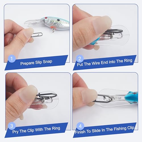 Power Clips Fishing Snaps Set High Strength Stainless Steel Quick Change Connector Swivels Tackle Fish Lure Attachement Freshwater Saltwater - style: 95PCS