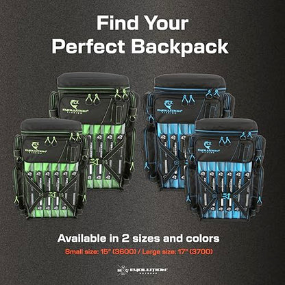 Evolution Fishing Drift Series Tackle Backpack, Outdoor Rucksack w/ 6 Fishing Tackle Trays, Heavy Duty - color: Blue, size: 3700