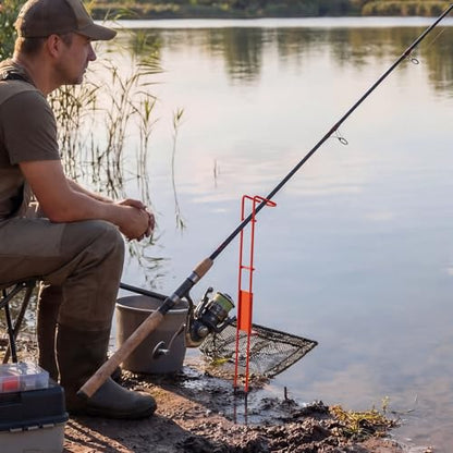 2 Set Blaze Bank Fishing Rod Holders Heavy Duty Steel Rod Stands for Shore Fishing - color: Orange