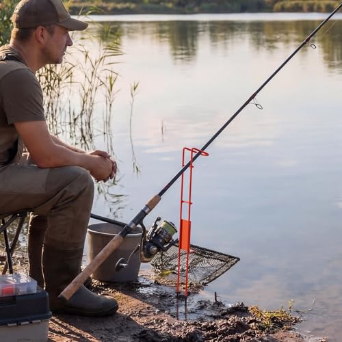 2 Set Blaze Bank Fishing Rod Holders Heavy Duty Steel Rod Stands for Shore Fishing - color: Orange