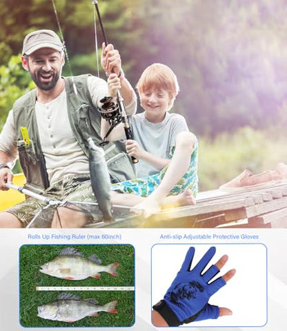 Fishing Tool Set, Fishing Pliers & Hook Remover,Fish Gripper with Weight Scale,Fish Ruler,Fish Gloves,Fishing Gear Tool Kit Accessories for Men Gift