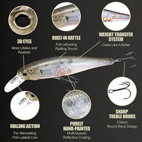 LUCKY CRAFT Pointer 100SP, Jerkbait Side by Side Action Tournament Winning Perfect Wobbling Freshwater Lake Bass Fishing Champion Bait - color: 238 Ghost Minnow