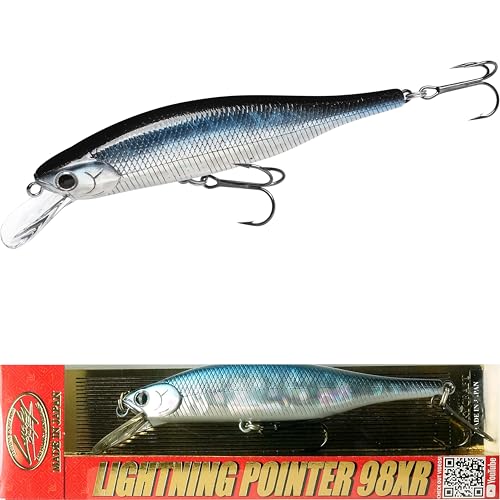 LUCKY CRAFT Lightning Pointer 98XR, Freshwater Bass Fishing Lures and Walleye Fishing Lures, 4" Slow Sinking Jerkbait, 6-7ft Depth, Largemouth Smallmouth, Tournament Fishing Gear - color: 052 Aurora Black
