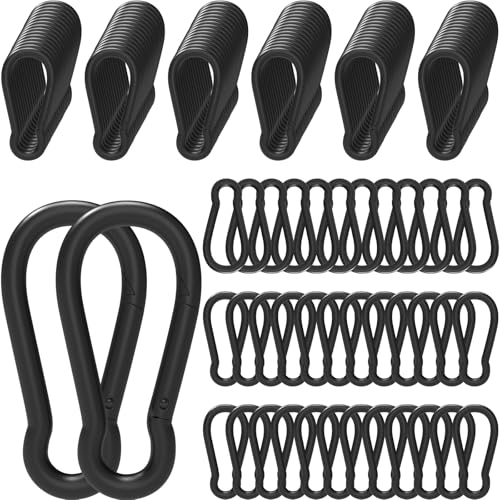 Heavy-Duty Carabiner Clip 1.57"–5.5", Black/Silver Spring Snap Hook, Quick Link Keychain Clip for Keys, Swing Set, Camping, Fishing, Hiking & Traveling (120–1350 lbs) - color: Black, size: 2.32Inch(M6)-100PCS