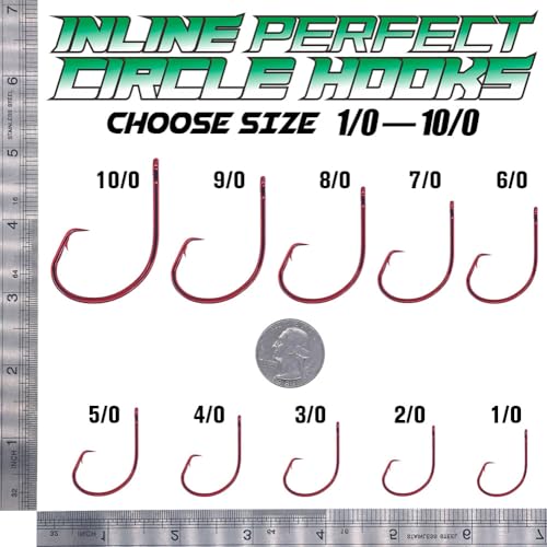 XFISHMAN-Inline-Circle-Hooks-Saltwater-Freshwater-for-Catfish-Tuna-Bass-Octopus-Hooks-Big-Hook-Fishing 50 Pack - color: Red, size: 7/0 50-Pack