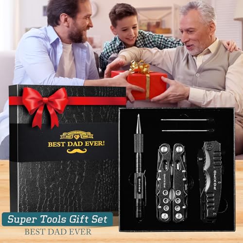 Multitool Gifts for Father, Dad Gift Set with 14 in 1 Multi-tool Pliers, Pocket Knife & Tactical Pen | Premium EDC Survival Kit for Camping, Car Emergency | Unique Practical Gift for Father Dad Him - style: Gifts for Father "BEST DAD EVER"