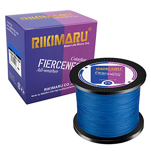 RIKIMARU Braided Fishing Line Abrasion Resistant Superline Zero Stretch&Low Memory Extra Thin Diameter 327-1094 Yds, 4-180LB - color: Ocean Blue, size: 1094 Yds/0.16mm/20LB