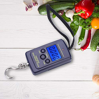 Digital Fish Scale 40kg Portable Hanging Fishing Scale with Backlit LCD Display, 4 Unit Luggage Weighing Scale for Fishing Travel and Home Use