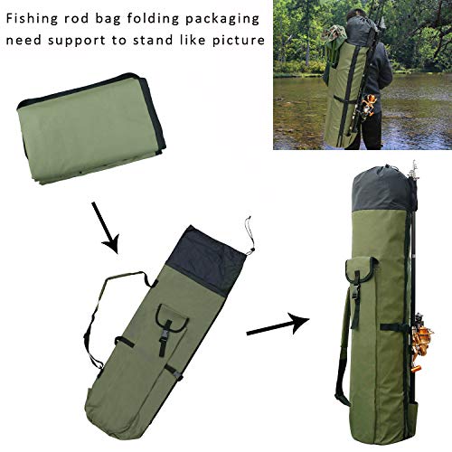 Fishing Tackle Pole Bag Rod Case, Folding Fishing Gear Storage Bag Case | Fishing Pole Case Reel Tackle Organizer Bag with Rod Holder, Oxford Fabric Portable Large Capacity, Fishing Gifts for Men