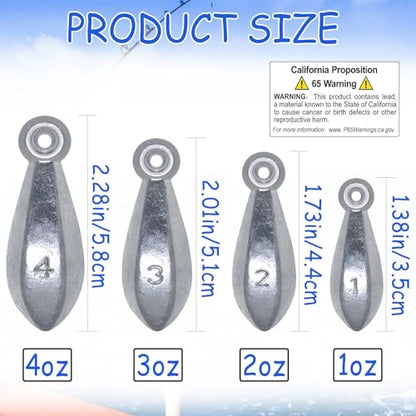 Fishing Weights Sinkers Bullet Fishing Weights Sinkers Ocean Saltwater | Surf Fishing Gear Fishing Assortment 1oz 2oz 3oz 4oz - size: 1oz-10pcs